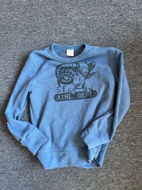 GAP Men's Light Blue Crewneck Sweatshirt with Ram Graphic